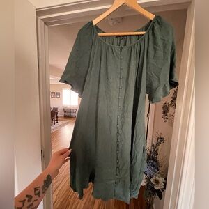 Madewell Green Button-Down Dress